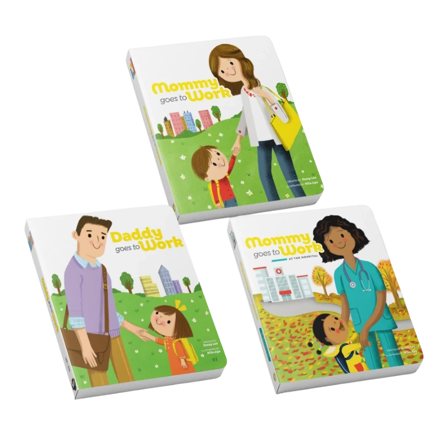 All three editions: Mommy Goes to Work, Daddy Goes to Work, and Mommy Goes to Work at the Hospital